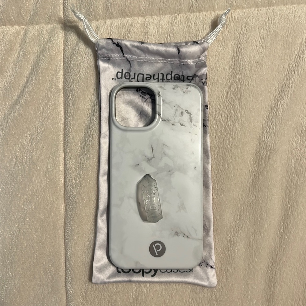 White Marble iPhone 14 Loopy Case